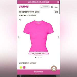 skims fits everybody neon pink short sleeve shirt